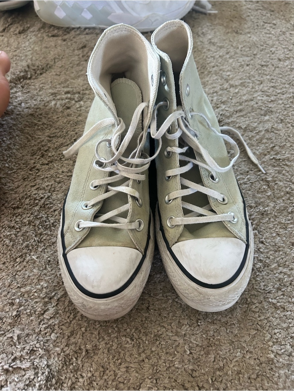 High-Top Canvas Sneakers in Light Sage Green